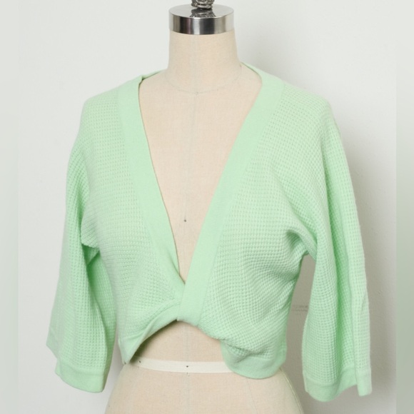 Short-Sleeve Twist-Front Sweater 100%Cashmere [NEW] - Picture 1 of 3